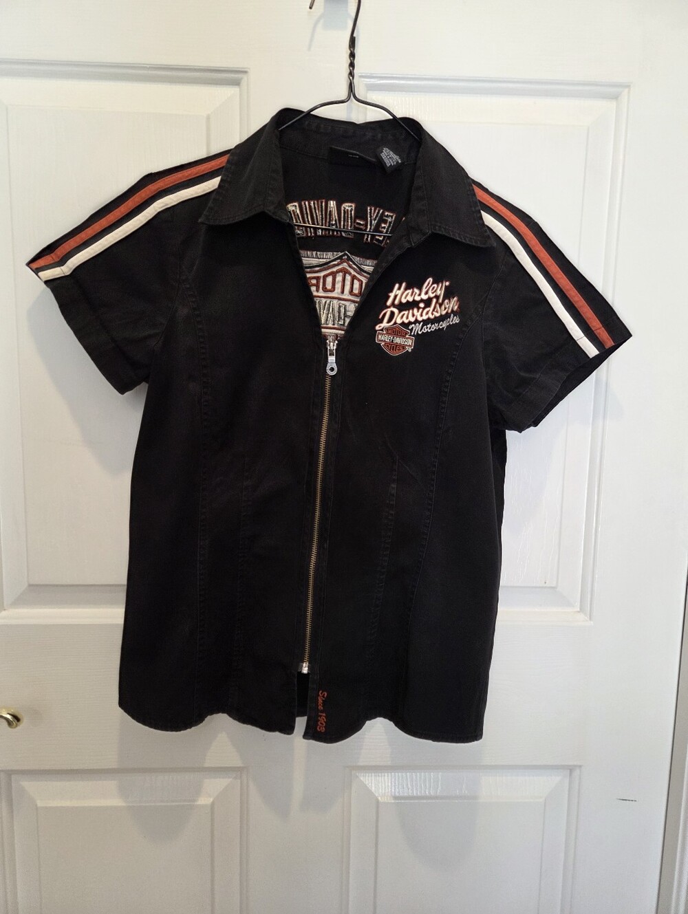 Harley Davidson Black Zippered Women's Shirt M